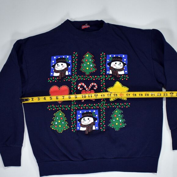 Vintage Christmas Holiday Puff Print Crewneck Sweatshirt - S - Picture 4 of 7